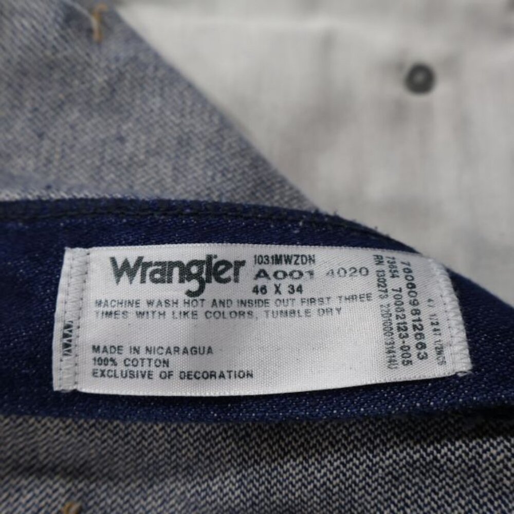 Wrangler Jeans Mens 46x34 Blue Denim Dark Wash Cowboy Cut Rodeo Western - Picture 6 of 7